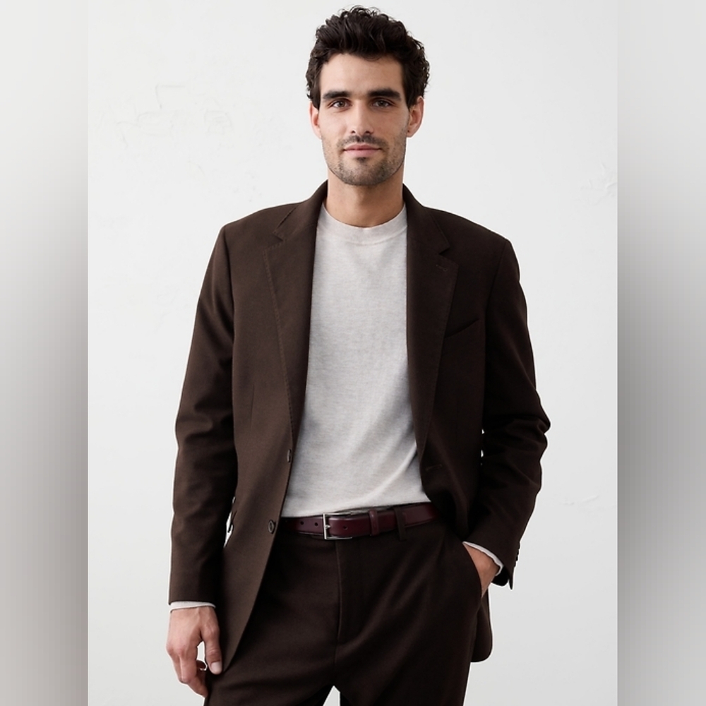 NWT Banana Republic Brown Tailored-Fit Soft Flannel Suit Jacket Size 40 Regular